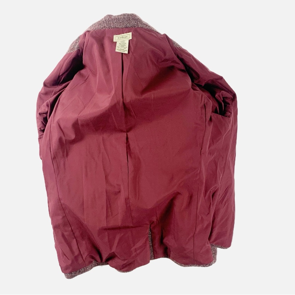 L.L. Bean Wool-Silk Herringbone Tweed Blazer (Small, Burgundy Mix) - Picture 3 of 11